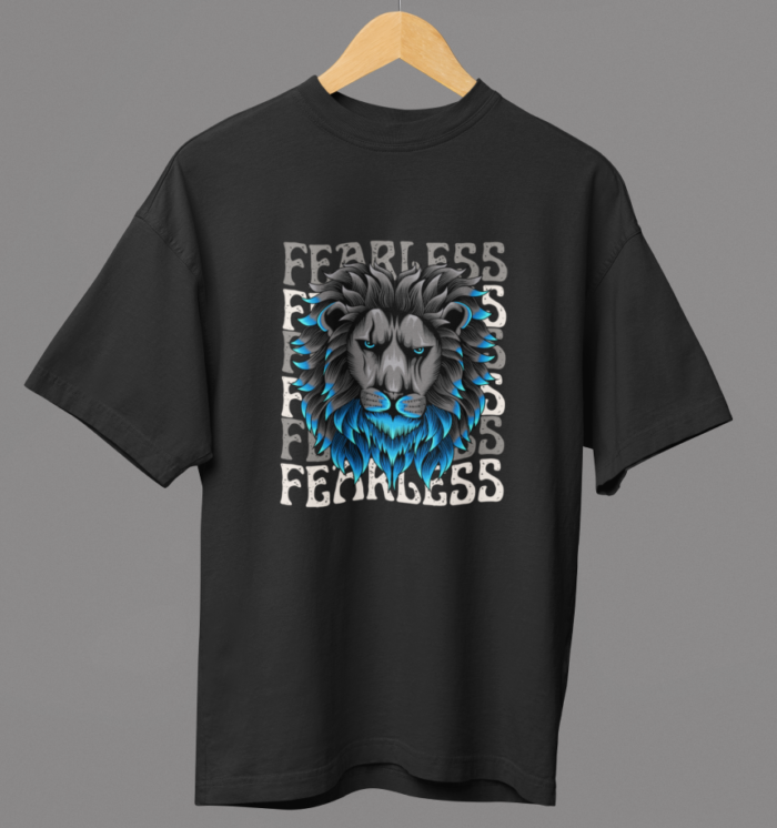 Fearless Lion - Oversized Drop Shoulder Half Sleeve T-Shirt for Men's - Image 4