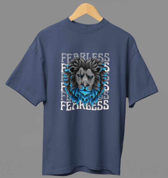 Fearless Lion - Oversized Drop Shoulder Half Sleeve T-Shirt for Men's - Image 2