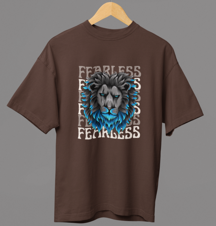 Fearless Lion - Oversized Drop Shoulder Half Sleeve T-Shirt for Men's - Image 3