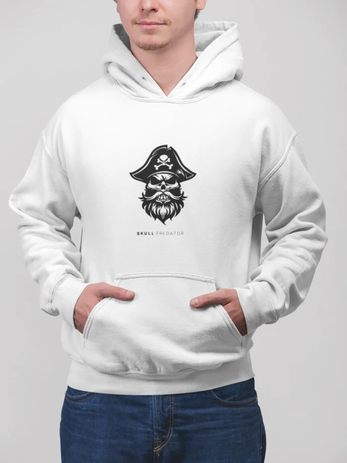 Skull Predator Hoodie – Pirate Skull Graphic Hoodie for Men and Women - Image 2