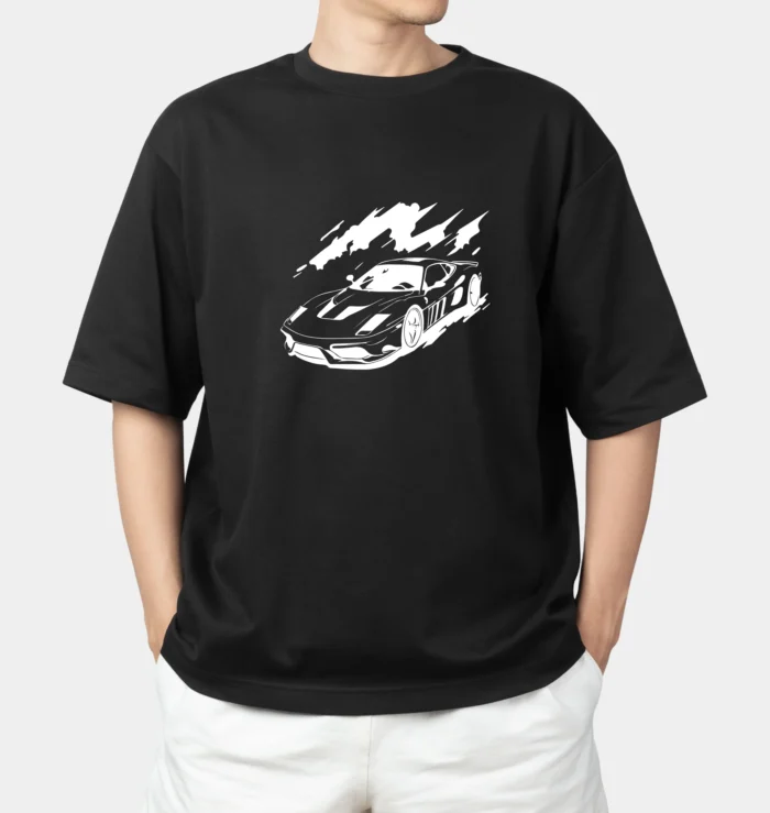 Speed Meets Style - Oversized Racing Car Graphic T-Shirt