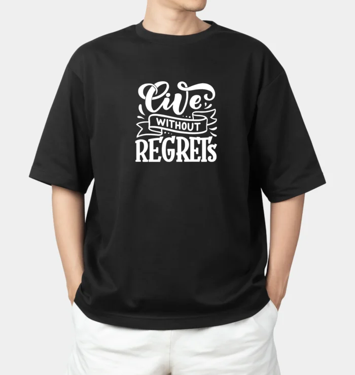 Live Without Regrets Oversized Tee - Black