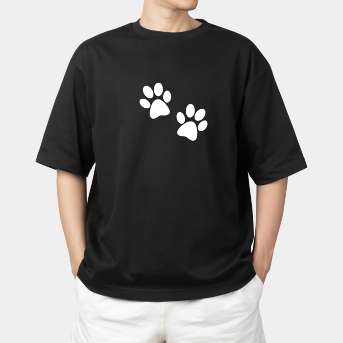 Pawfect Vibes - Oversized Black Paw Print T-Shirt (BLACKED - EDITION) - Image 2