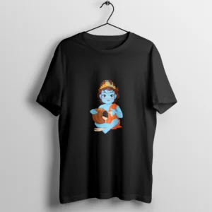 Playful Krishna Graphic T-Shirt – Black