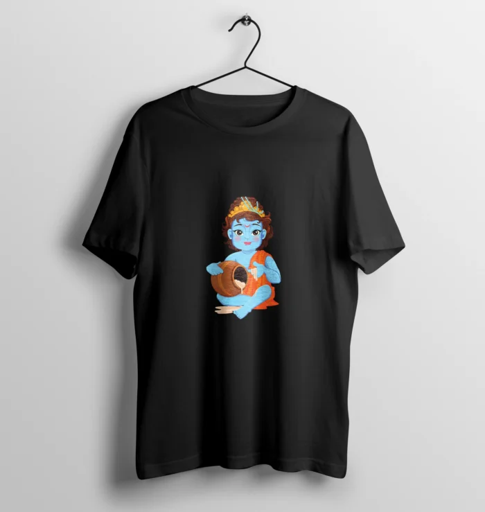 Playful Krishna Graphic T-Shirt – Black