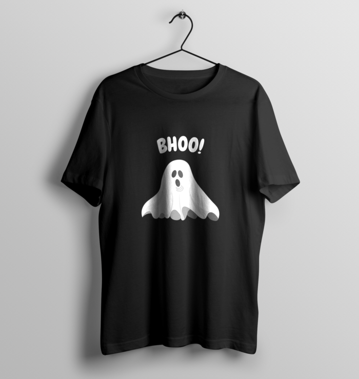 Spooky Style - Oversized “Bhoo!” Ghost T-Shirt - Black (BLACKED EDITION)