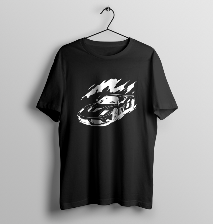 Speed Meets Style - Oversized Racing Car Graphic T-Shirt - Black (BLACKED EDITION)